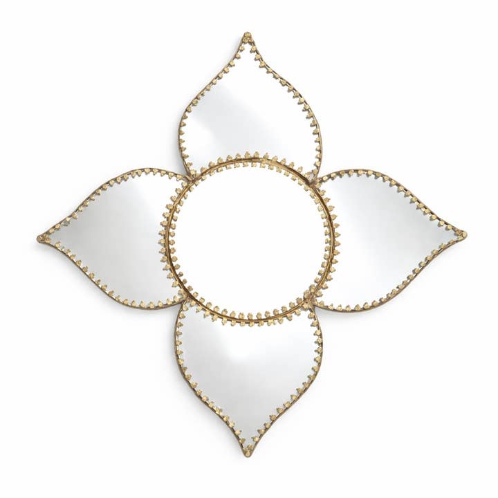 Clover Jewelled Brass Mirror for wholesale by Lila Rasa