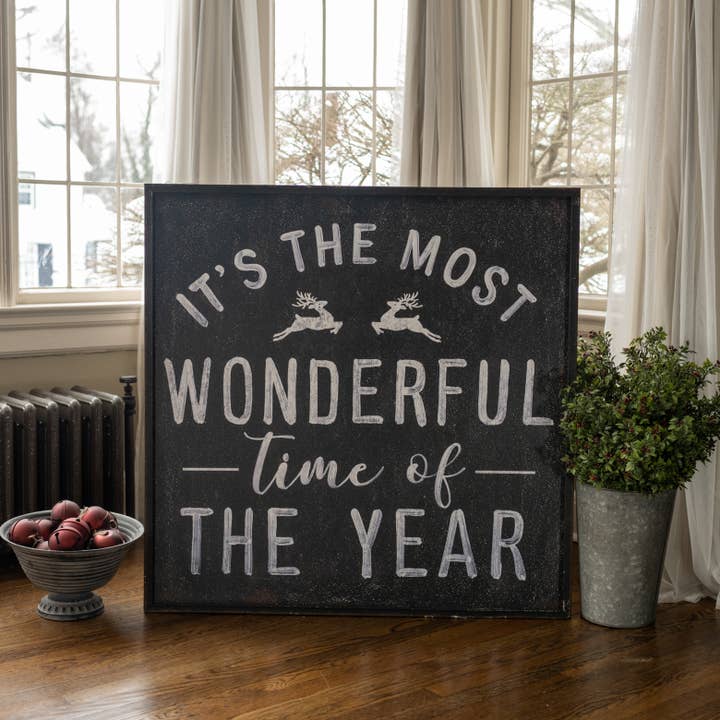 Ragon House - Wholesale Christmas Wall Art - BLACK & WHITE MOST WONDERFUL TIME SIGN
