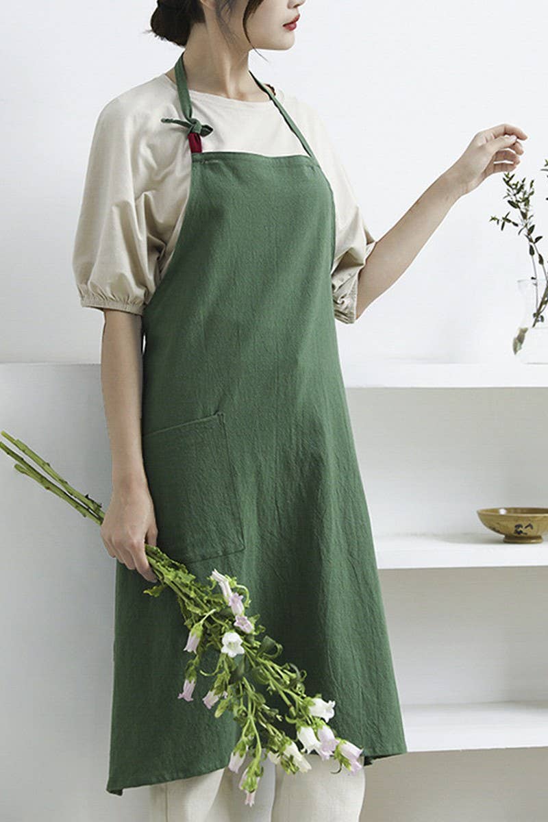 NINEXIS - Wholesale Apron - CWAB3991_COTTON AND LINEN SOLID COLOR ANTI-FOULING APRON3