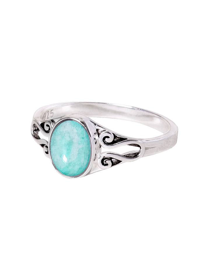 Sterling Silver & Amazonite Bali Scroll Ring - SS for wholesale by Zoey Simmons