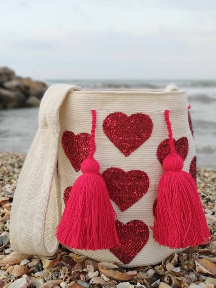 Valentine Hand Knitted Colombian Bucket Bag for wholesale by Bynes New York