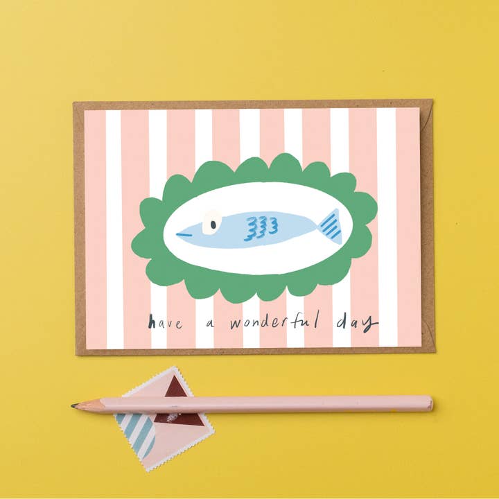 Tarjeta de cumpleaños de pez que tengas un día maravilloso para venta al por mayor de Letterbox Lane