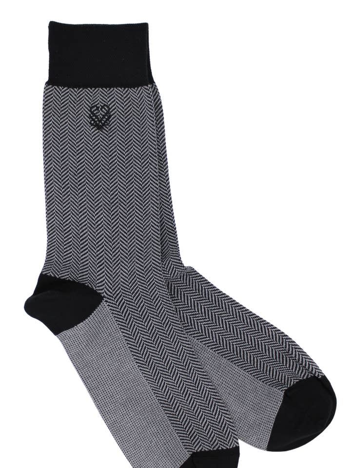 Storm Grey Bamboo Herringbone Socks - Sir Luxe Collection for wholesale by Sock Geeks
