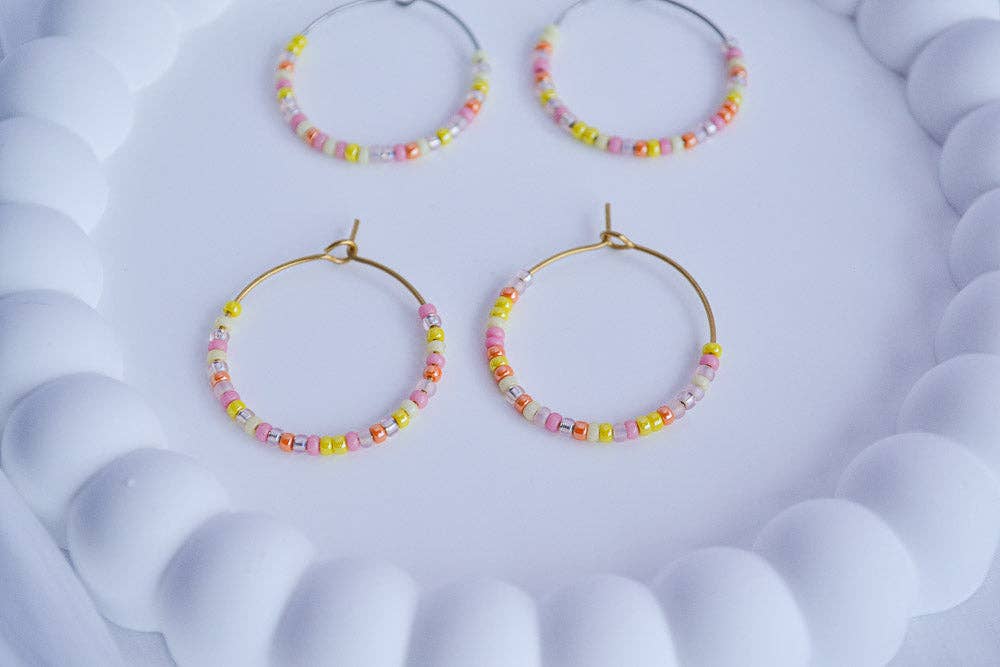 Linati Studio - Wholesale Hoop Earrings - Creoles with Pearls - Pink Lemonade4