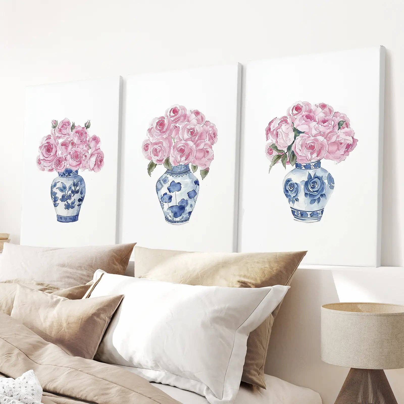 Art Lane - Wholesale Art Print - Blue Chinoiserie Watercolor Roses Art Print2