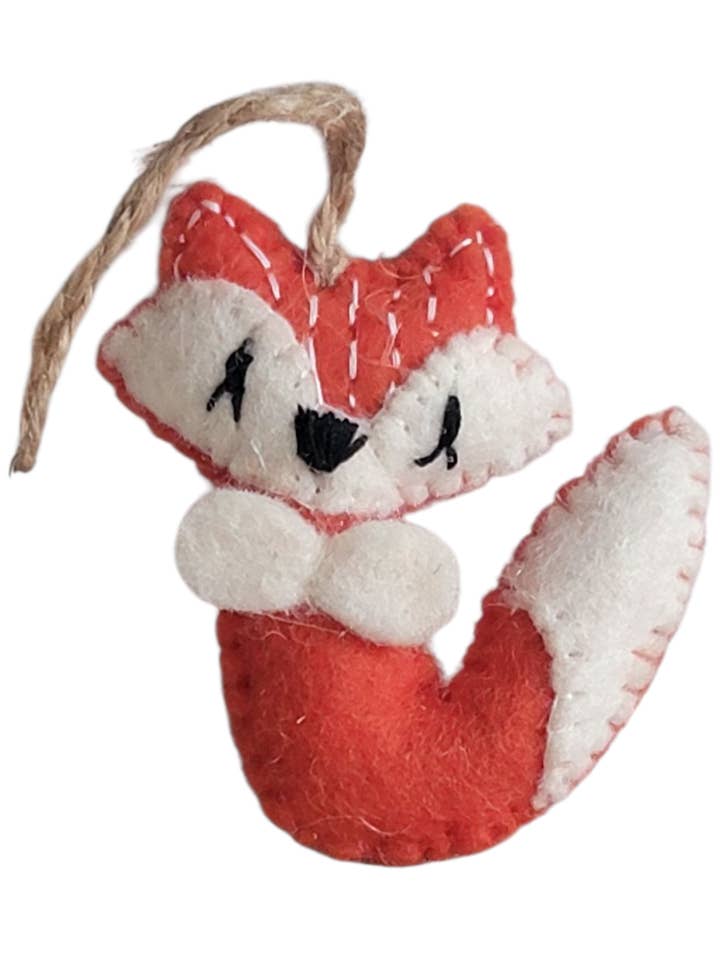 ORN806 - Wool Felt Christmas Ornament- Orange Fox for wholesale by Evergreen Guardian Imports