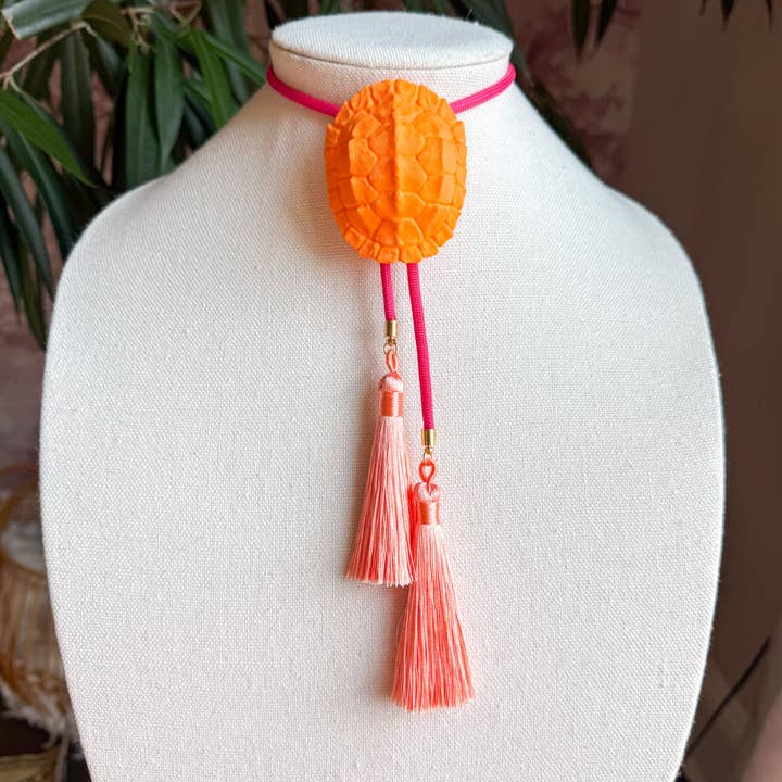 Tortuga Bolo Naranja Cítrico con Fucsia y Melocotón para venta al por mayor de Rahya Jewelry Design