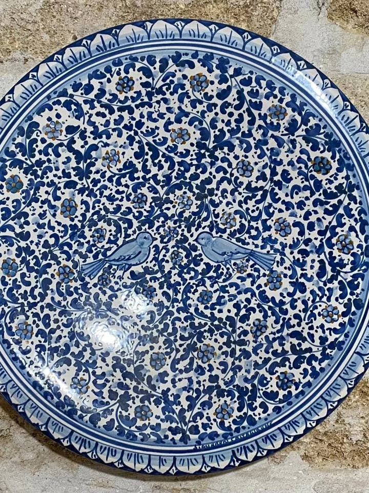 Hand painted decorative wave plate cm D.45 Decoration n.1 for wholesale by DD Ceramiche Siciliane