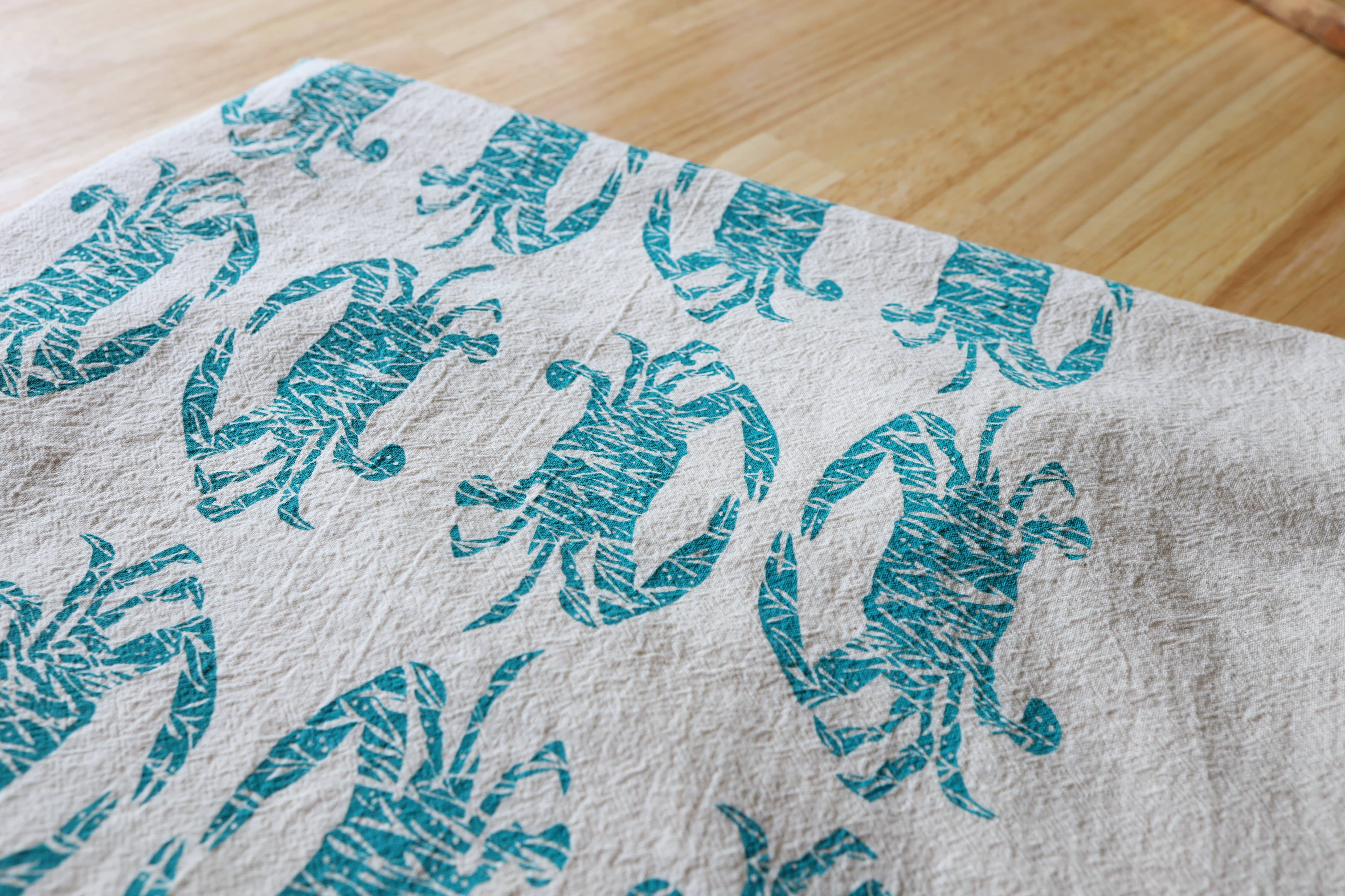 The High Fiber - Wholesale Tea Towel - Crab Handprinted Kitchen Towel, Coastal Tea Towel, Blue Crab5