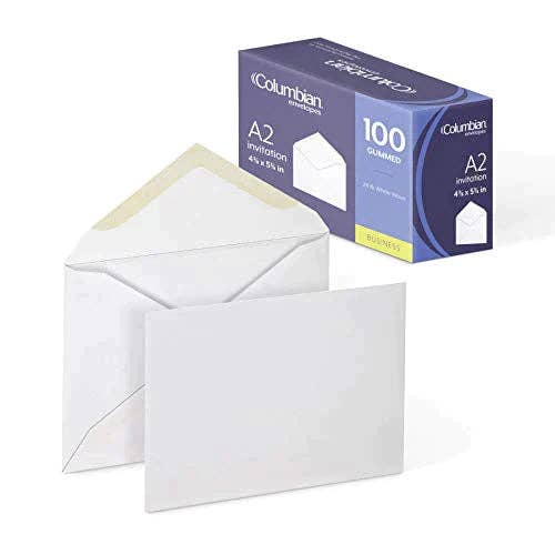 Fine Cardstock - Wholesale Enveloppen - Colombiaanse uitnodigingsenveloppen, A2, 4-3/8 x 5-3/4 inch, wit, 100 per doos (CO198)5