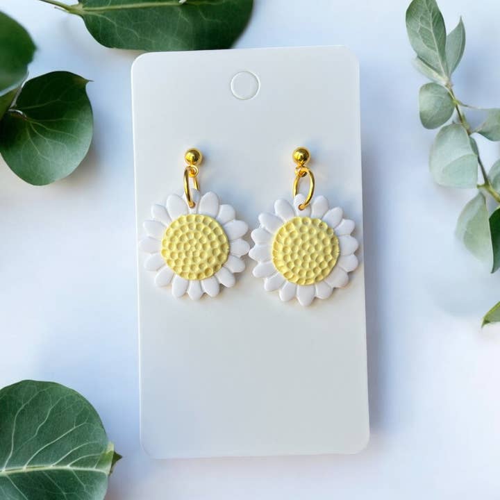 Earrings - Dangle - Polymer Clay - Handmade - Daisy for wholesale by Formed By Clay