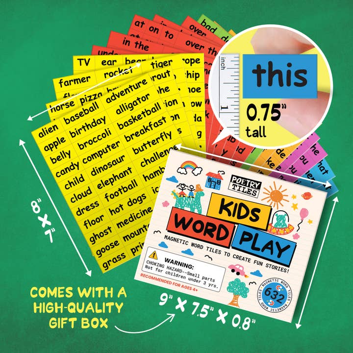 Upgraded Us - Wholesale Magnet - Kids & Baby - Poetry Tiles Kids Word Play Kit - 632 Word Magnets for Kids1