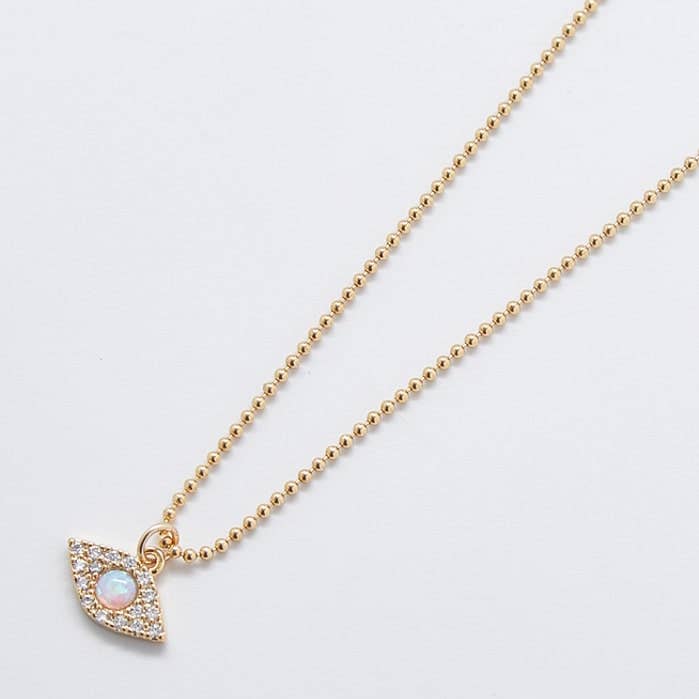 14 k guldfylld opal halvädelsten Evil Eye Charm/hänge halsband - Birthstone smycken för wholesale av Admiral Row Jewelry