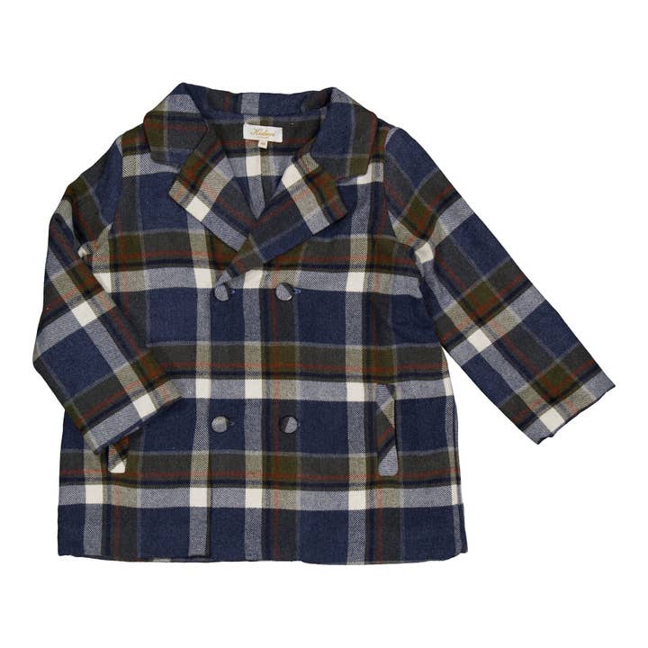 Edgir, navy polar tartan coat for wholesale by Kidiwi handmade