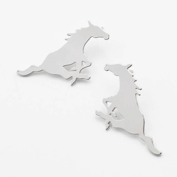 SMU Pony Earrings Silver for wholesale by Treasure Jewels Inc.