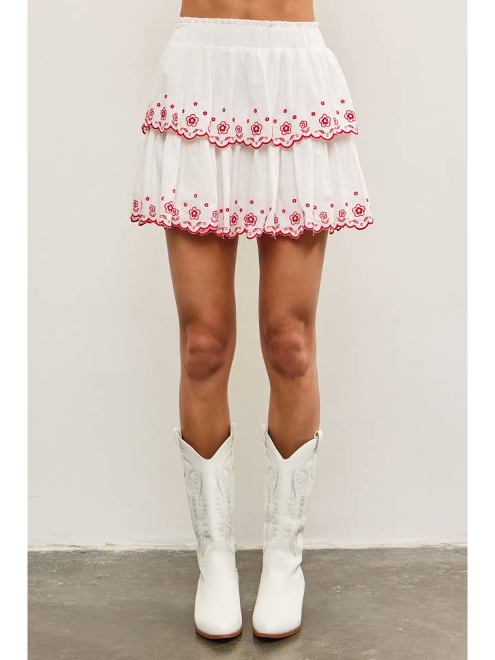 Mustard Seed - Wholesale Skort - Women's - BANDED WAIST EMBROIDERY TIERED SKORT7