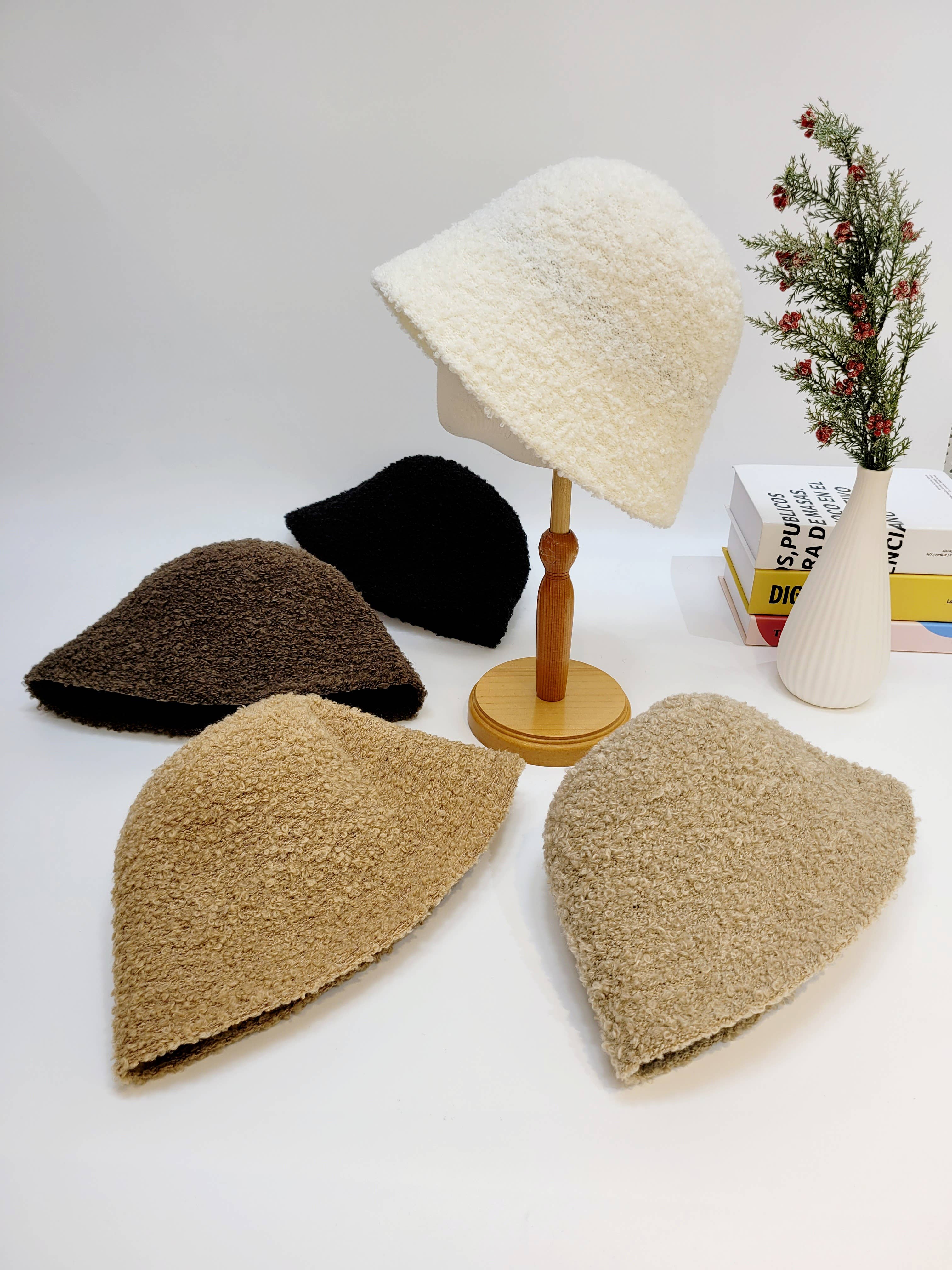 Comfortarians - Wholesale Bucket Hat - Women's - Textured Alpaca Wool Bucket Hat, Extra Warm Winter Hat3