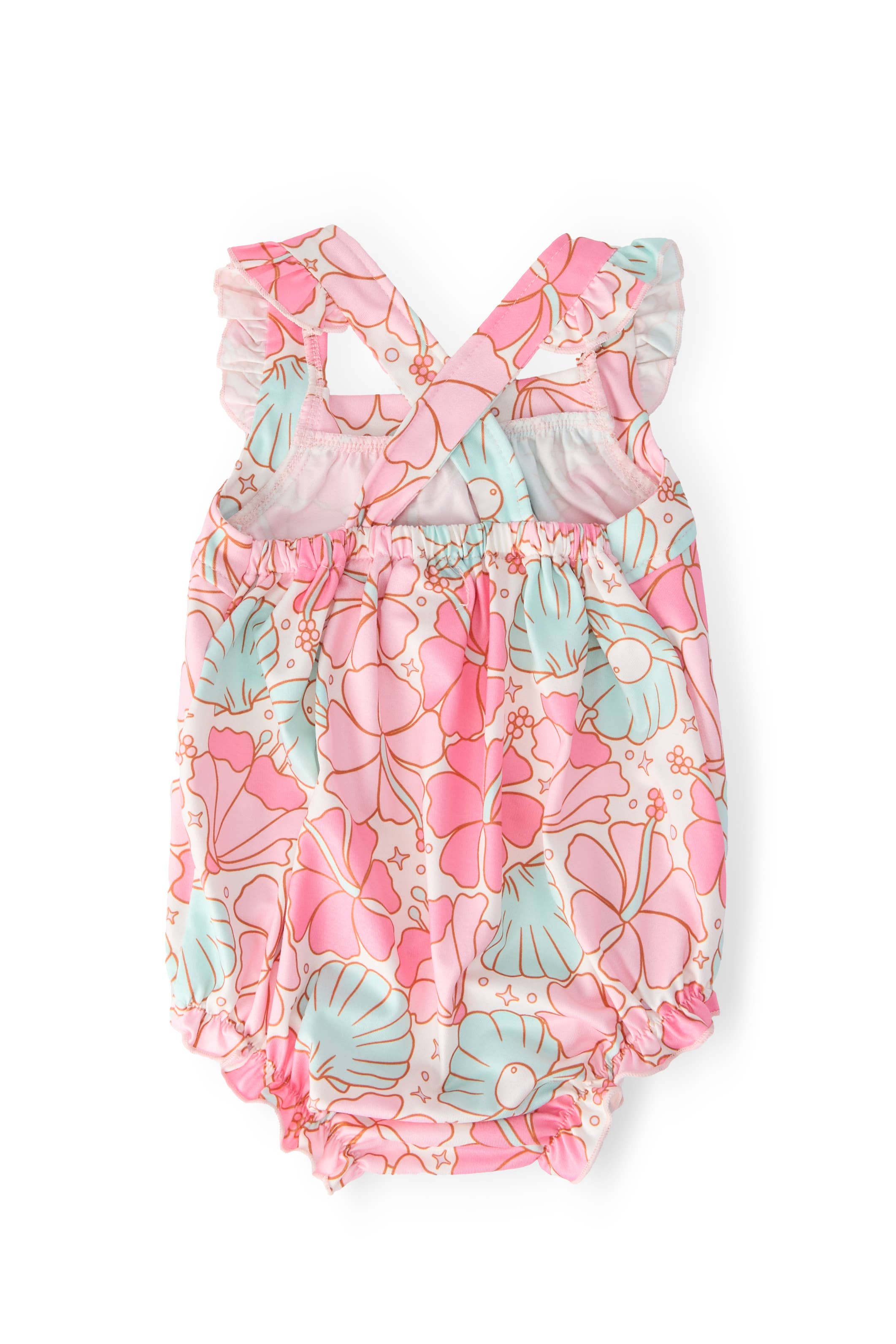 Mila & Rose - Wholesale Bodysuit (Non-Footed) - Baby - Beach Daze Ruffle Cross Back Romper1