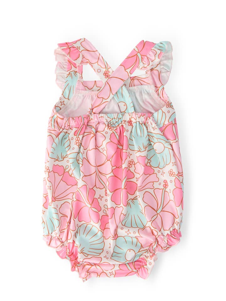 Mila & Rose - Wholesale Bodysuit (Non-Footed) - Baby - Beach Daze Ruffle Cross Back Romper1