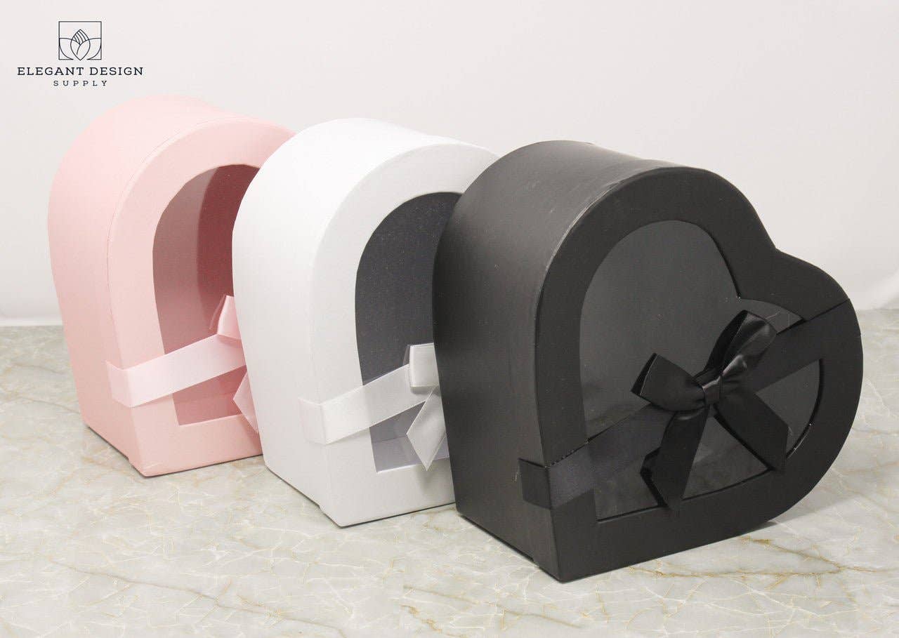 Elegant Design Supply - Vendita all'ingrosso Confezioni regalo - Scatola a forma di cuore con nastro e coperchio trasparente9