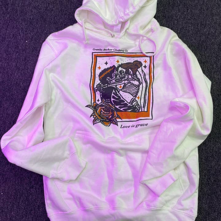 White Hoodie Love is Grave - Small for wholesale by Granite Anchor
