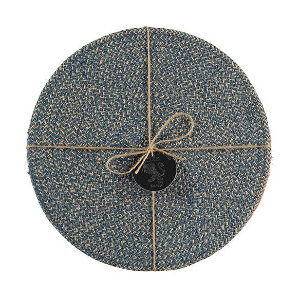 BRITISH COLOUR STANDARD – wholesale Placemat – Jute Placemats 27cm in Cornflower/Natural, Tied Set of 40