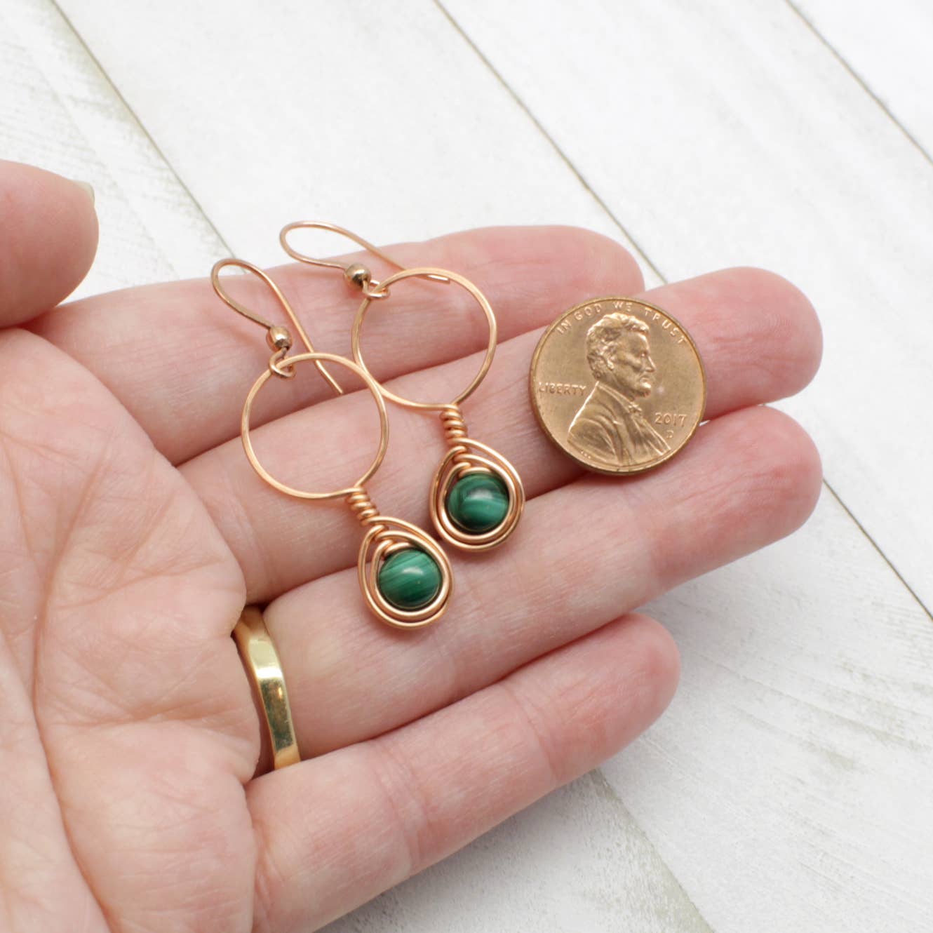 Pillar of Salt Studio - Wholesale Dangle Earrings - Copper and Malachite Gemstone Wire Wrapped Earrings2