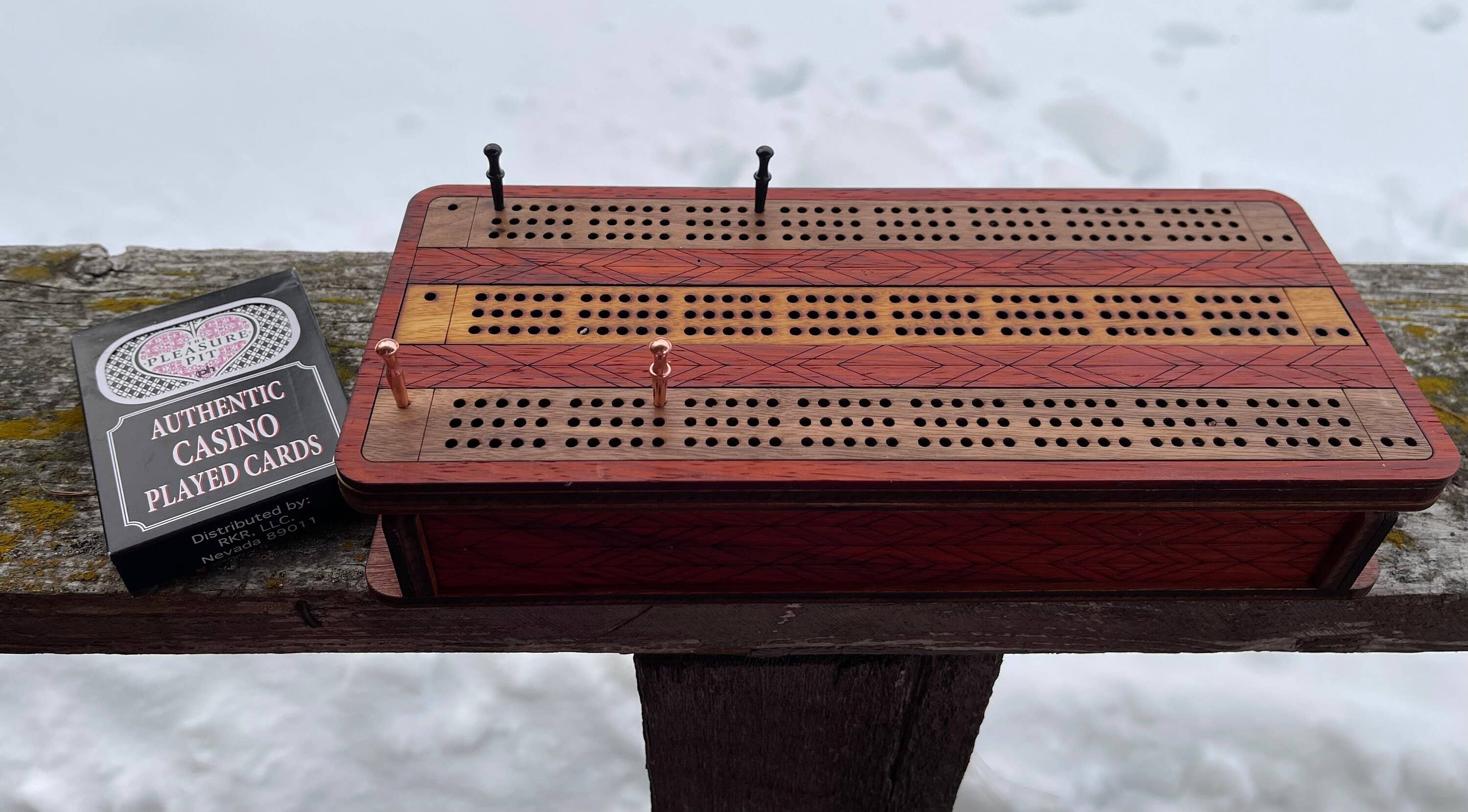 Through The Fire Design - Wholesale Board Game - Wooden Cribbage Board Game, Exotic Hardwood Inlay , Father’s5