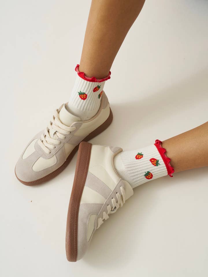 Effortless Club - Wholesale Socks - Women's - 🍓 Strawberry Ruffle Grip Sock, Pilates Socks5