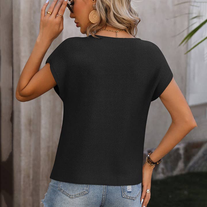Lily Clothing - Wholesale Knit Top - Women's - Simple fashion loose solid color crew-neck sweater