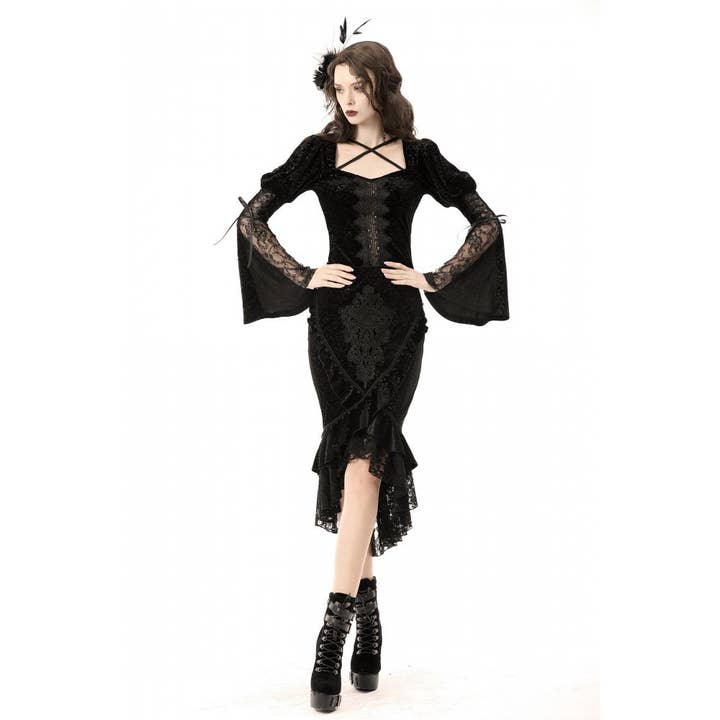 Necessary Evil (Kate's Clothing Ltd T/As) - Venta al por mayor Falda - Mujer - Falda de terciopelo con forma de cola de pez Dark In Love Zira20