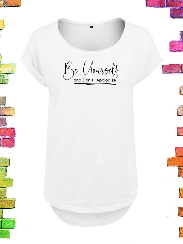 Vit dam-t-shirt "Be Yourself" |storlek S/34 till 5XL/54 för wholesale av HipLeven Fashion