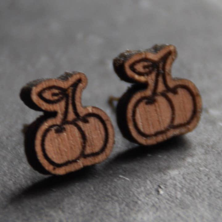 Körsbärsörhängen i trä, körsbärsörhängen, fruktörhängen för wholesale av Deep Blue Legend Jewelry