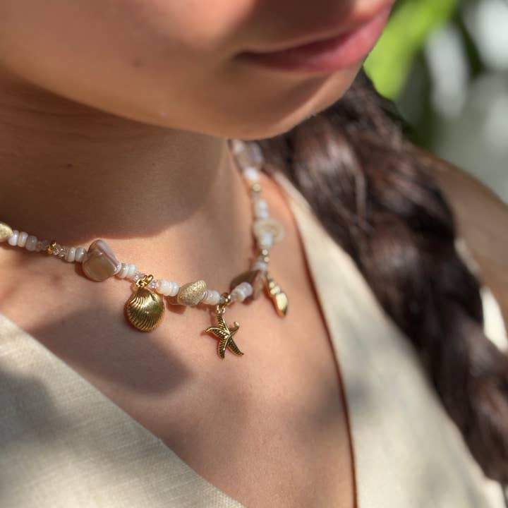 18ct Gold Plated Shell Necklace for wholesale by Ocean Ripples