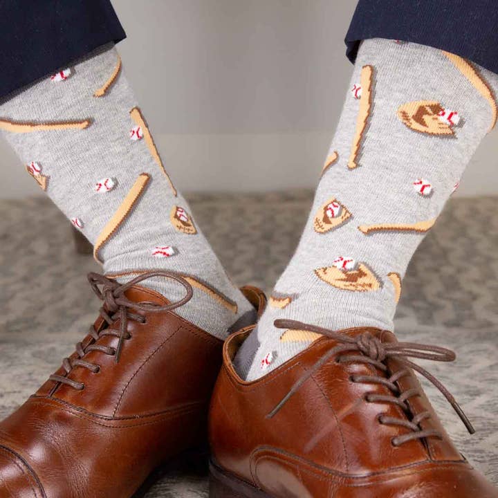 The Royal Standard - Wholesale Socks - Men's - Men's Baseball Socks Gray/Brown One Size