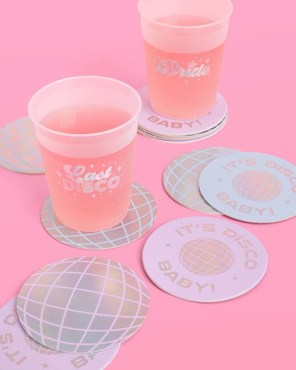 xo, Fetti - Wholesale Disposable Coasters - Disco Party Paper Cup Coasters,Birthday Party Decor,Supplies