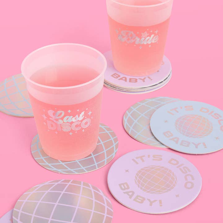 xo, Fetti - Wholesale Disposable Coasters - Disco Party Paper Cup Coasters,Birthday Party Decor,Supplies0