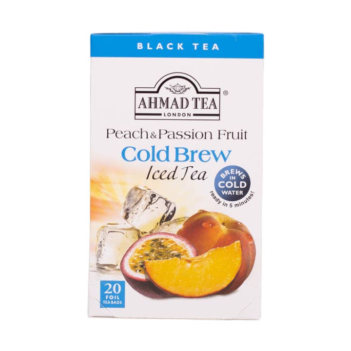 Box of 20 tea bags -Peach & Passion Fruit Cold Brew Iced Tea for wholesale by Ahmad Tea