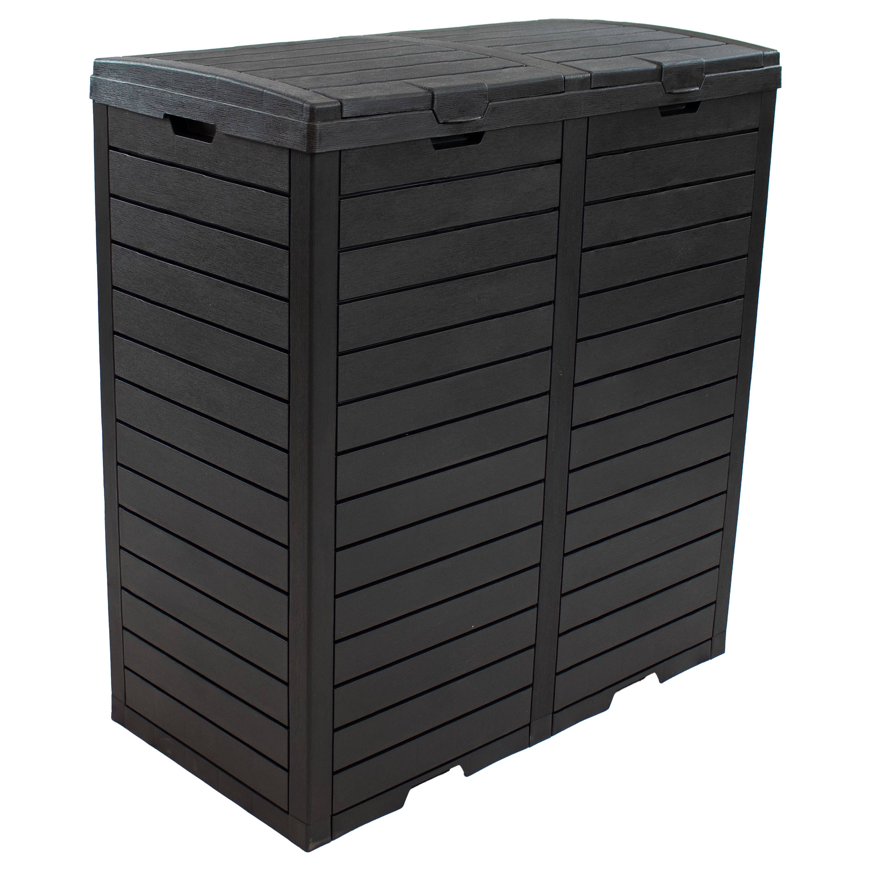 Sunnydaze Decor - Wholesale Trashcan/Trash Bin - 78 Gal. Outdoor Double Trash Can with Lids - Black1