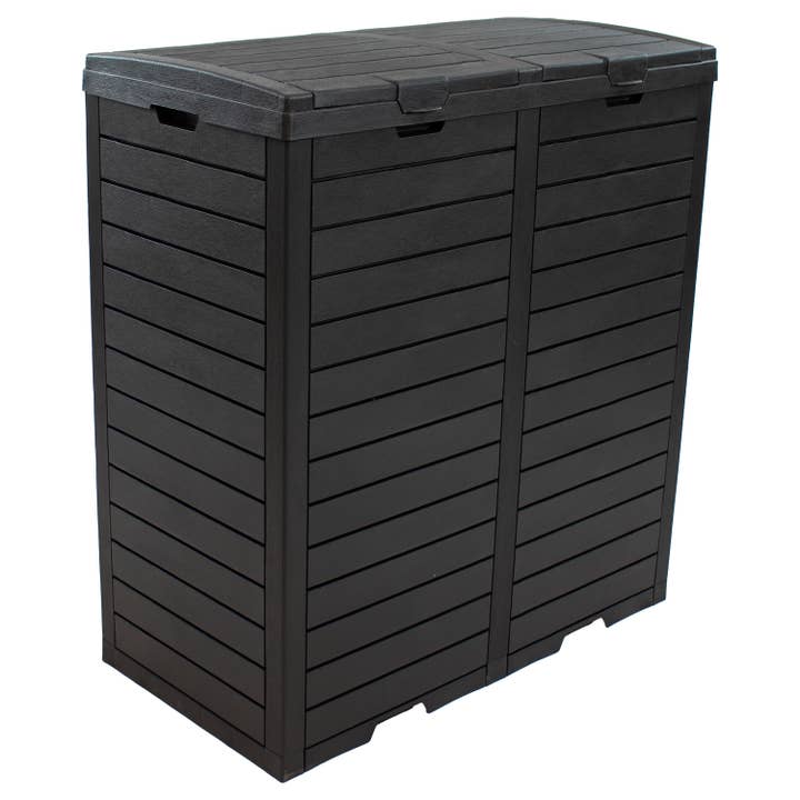 Sunnydaze Decor - Wholesale Trashcan/Trash Bin - 78 Gal. Outdoor Double Trash Can with Lids - Black1
