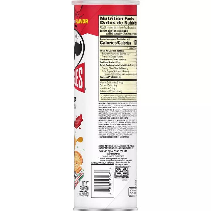 I Got Your Candy – wholesale Crisps – Pringles Pizza Flavored Potato Crisps Chips 5.5oz - 14ct3