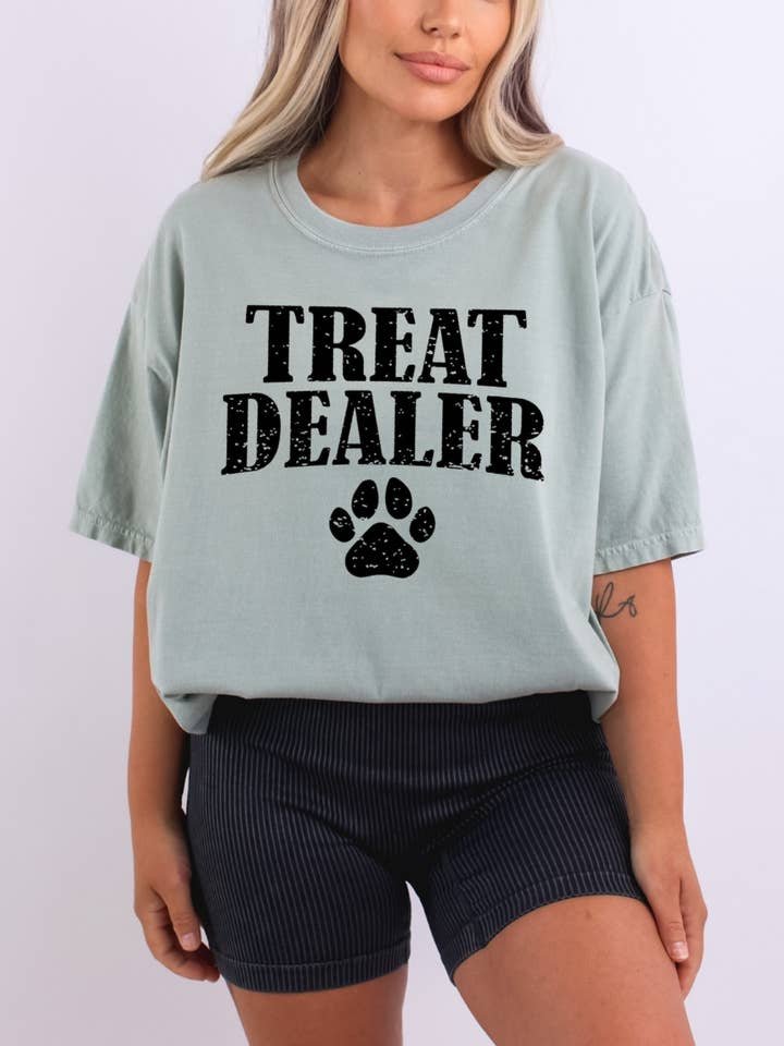 Treat Dealer Dog Mom T-Shirt - Graphic Tee - Comfort Colors for wholesale by Desert Raine