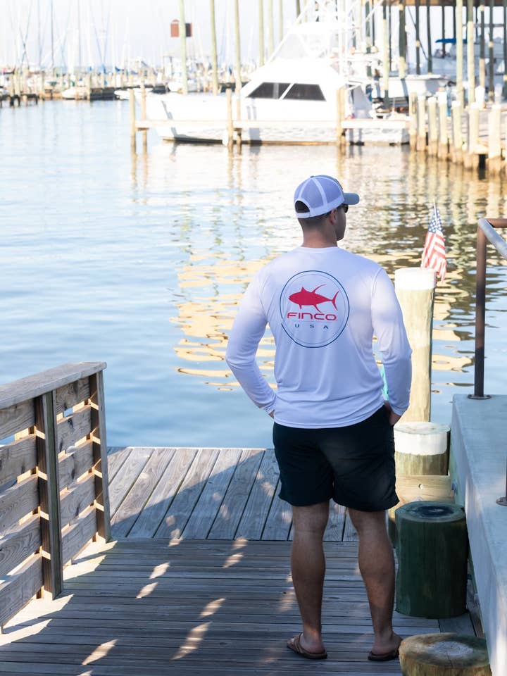 American Tuna Long Sleeve Performance in White for wholesale by Finco