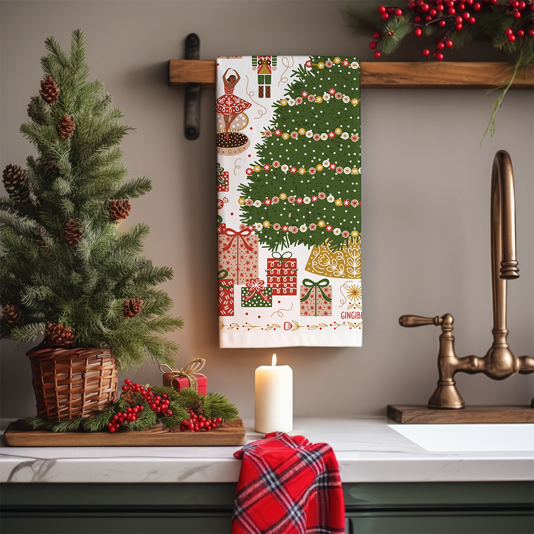 Gingiber - Wholesale Tea Towel - Christmas Tree Tea Towel – Holiday Kitchen Decor1