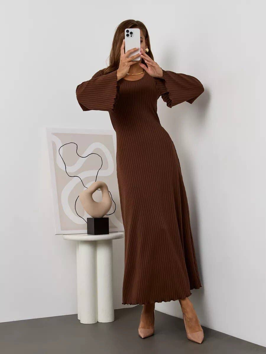 Lily Clothing - Wholesale Dress - Women's - Loose U collar back strap flared sleeve dress1