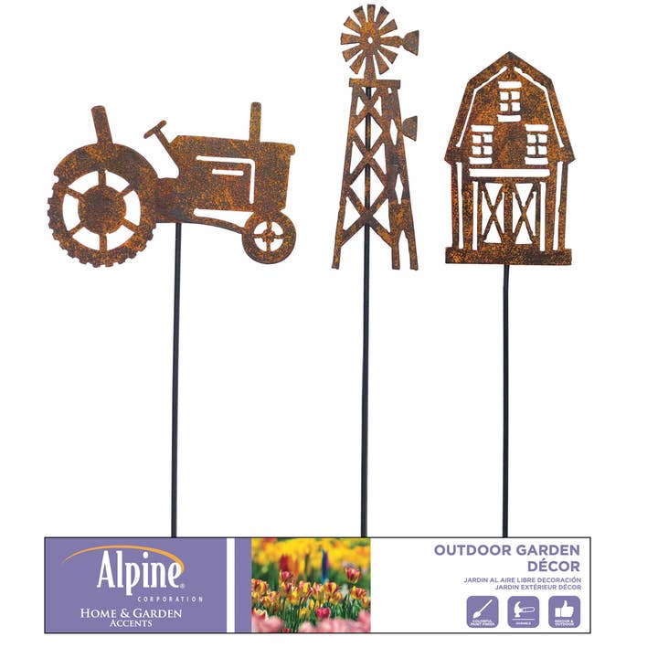 Alpine Corporation - Wholesale Garden/Lawn Stake - Alpine Corporation Rustic Farm Pot Stickers - Assorted Tray2