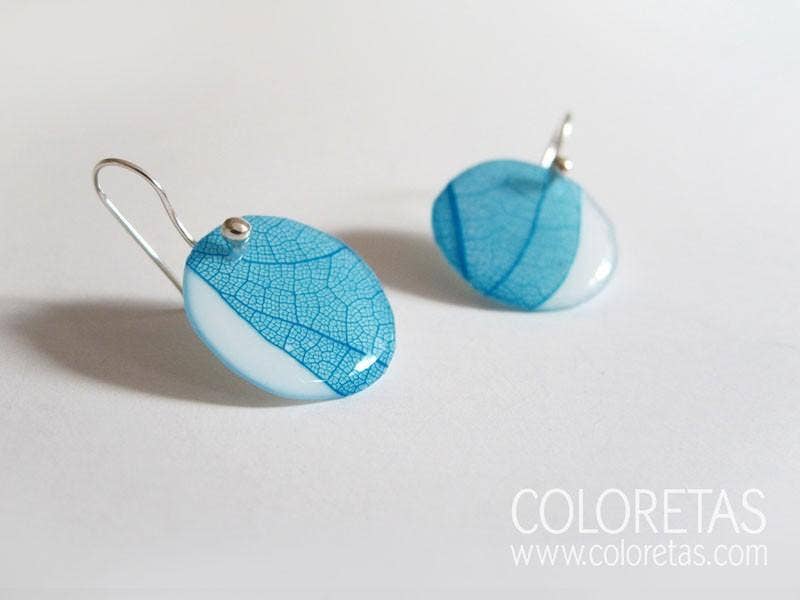 coloretas - Wholesale Hangende/ronde oorbellen - Blauwe Blad Oorbellen Haak1