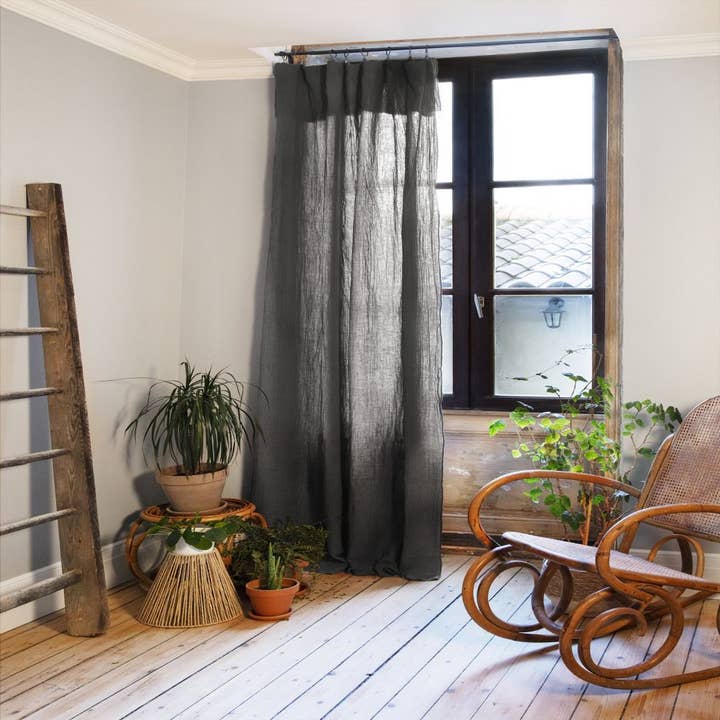 Adjustable curtain 140x300 cm Cotton gauze Granite for wholesale by Housse De Rêve