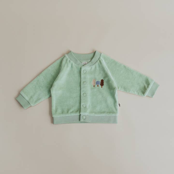 Organic Cotton Terry Jacket in Sage for wholesale by Mini & Humble