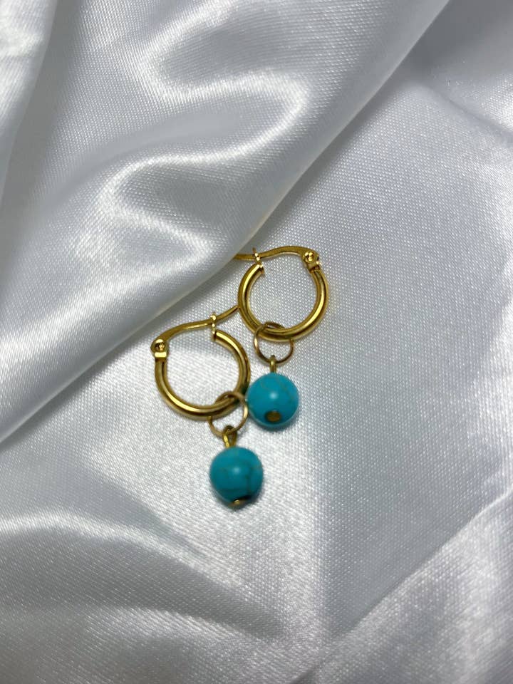 Turquoise Huggie Earrings for wholesale by Paolin Jewelry